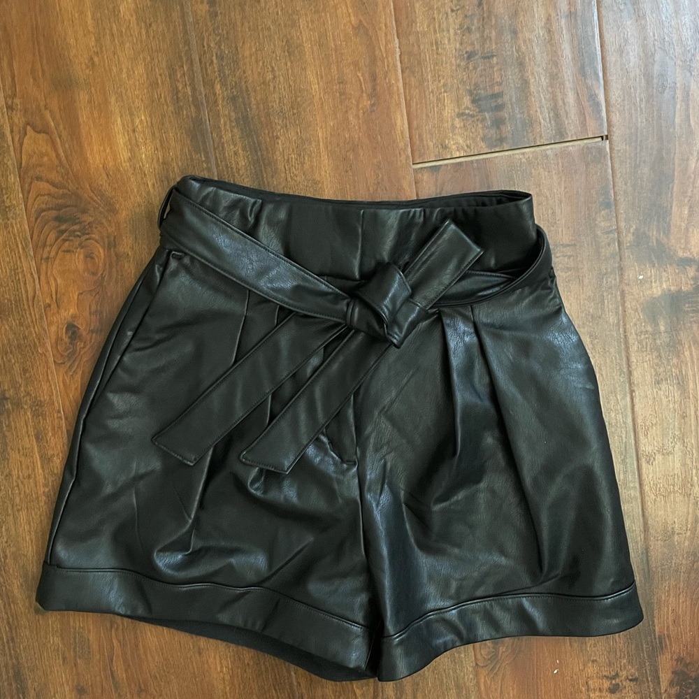 Never worn Express Black faux leather shorts